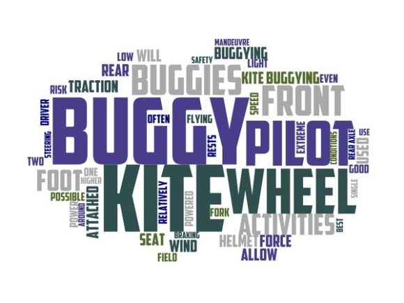 Kite Buggy Typography Book Cover: A Hand-Drawn Word Cloud for Versatile Creative Use
