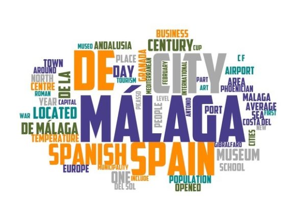 Malaga Typography Sticker: Your Hand-Drawn Wordcloud for Real-Life Creative Impact